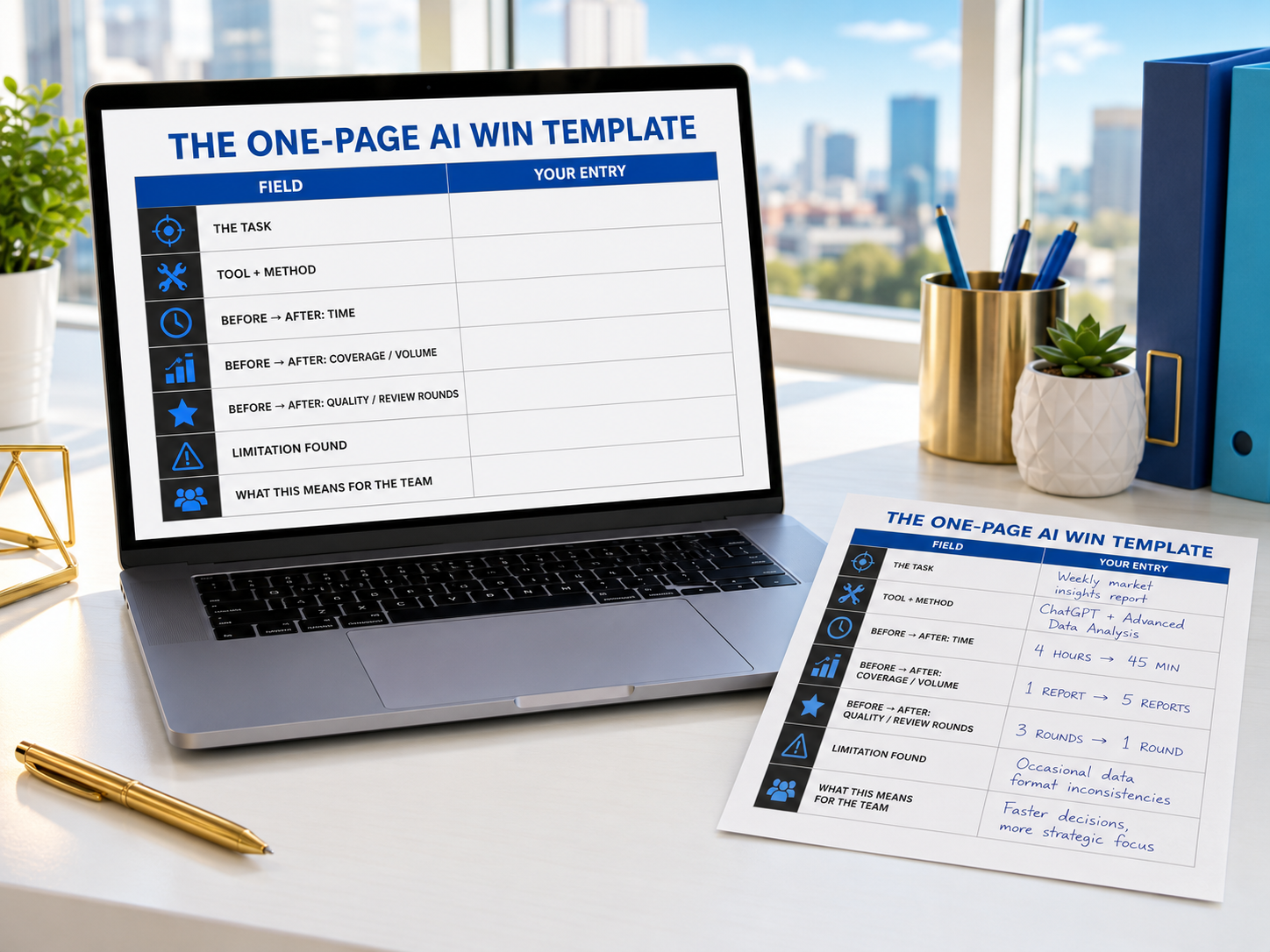The One-Page AI Win Template, included free