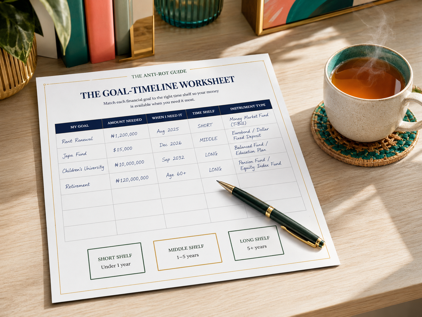 The Goal-Timeline Worksheet, included free